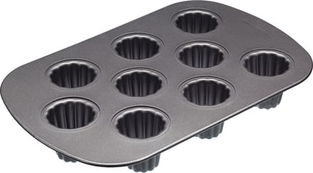KitchenCraft MasterClass Canelevorm Met Antiaanbaklaag - 9 Vormpjes Koolstofstaal ‎32 x 22 x 5 Centimeter