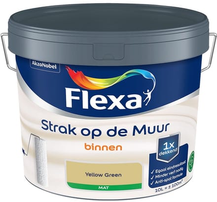 Flexa - Strak Op De Muur Binnen Mat - Yellow Green - Mengverf - 10 L