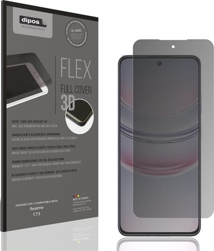 dipos FLEX – Matte Privacy Screenprotector geschikt voor Realme C73 | Volledige Schermbescherming | Case-Friendly