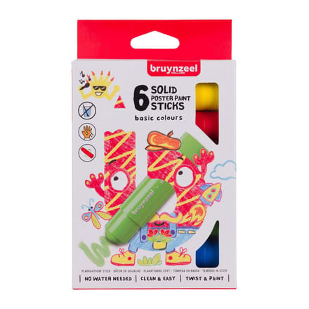 Gouache - Sticks - Pour enfant - 6 couleurs - Coloriage et dessin - Bruynzeel