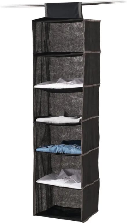 5Five kast organizer - hangend - 6 vakken - 30 x 30 x 120 cm - zwart