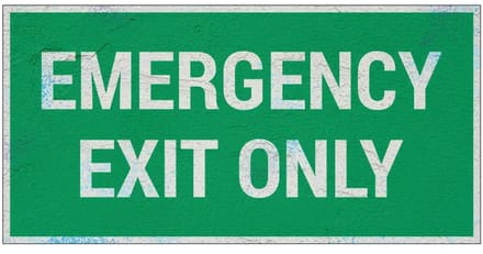 Emergency exit only bord | Forex Re materiaal | 30 x 15 cm