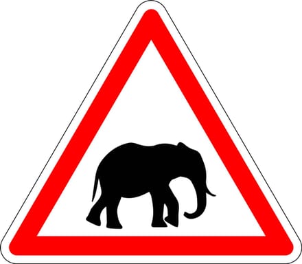 Pas op olifant bord - kunststof 300 mm