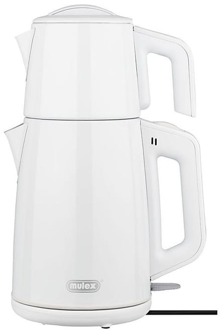Mulex | MX051 Tea express | elektrische Turkse theepot | Wit Rvs | - 2.0L + 1.2L | Led-indicator | 360° basis | 1650 W