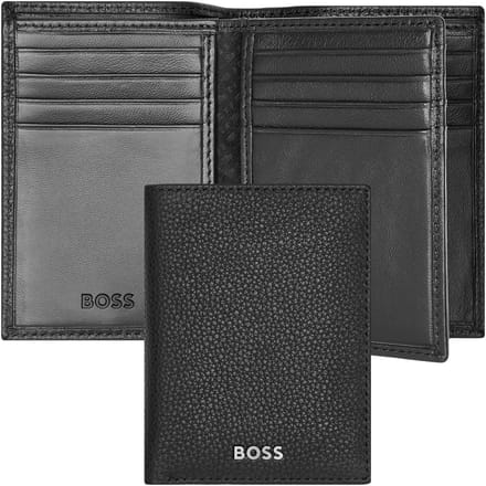 HUGO BOSS Leren Kaarthoes Classic Grained Trifold Card Case Black Zwart