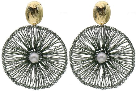 Oorbellen geweven design – groen – 6,5x4,5 cm