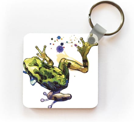 Sleutelhanger - Uitdeelcadeautjes - Kikker - Waterverf - Wit - Plastic