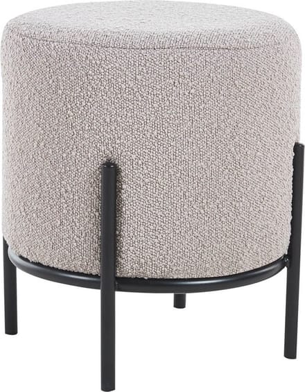 Poef Mia Taupe - Bouclé - Breedte 35 cm - Diepte 35 cm - Hoogte 38 cm