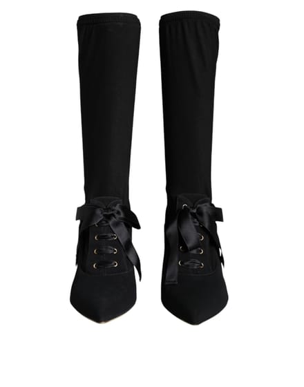 Dolce & Gabbana Zwarte Stiletto Hakken Halflange Laarsjes Schoenen