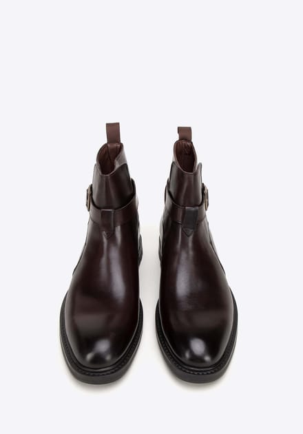 Wittchen Heren Leren Chelsea Boots met Gesp, Bruin, Natuurlijk Leer