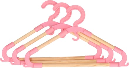 Storage Solutions kledinghangers voor kinderen - 3x - kunststof/hout - roze - Sterke kwaliteit