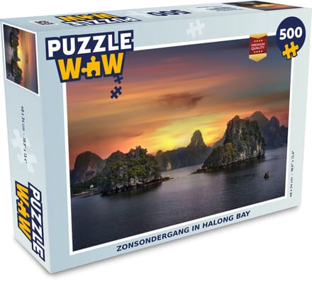 Puzzel Zonsondergang in Halong Bay - Legpuzzel - Puzzel 500 stukjes