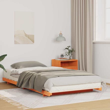 vidaXL - Bedframe - Wasbruin - 90 - x - 210 - cm - Massief - grenenhout
