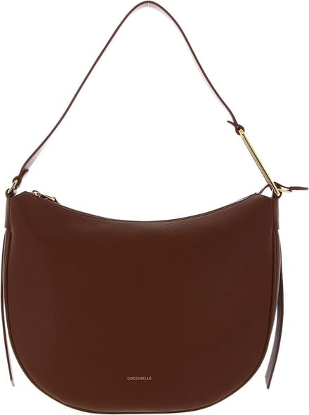 COCCINELLE Leren Schoudertas Coccinelle Priscilla Handbag Grained Leather Brule Terracotta
