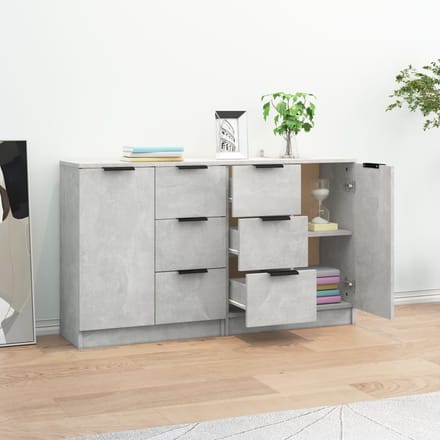 vidaXL - Dressoirs - 2 - st - 60x30x70 - cm - bewerkt - hout - betongrijs