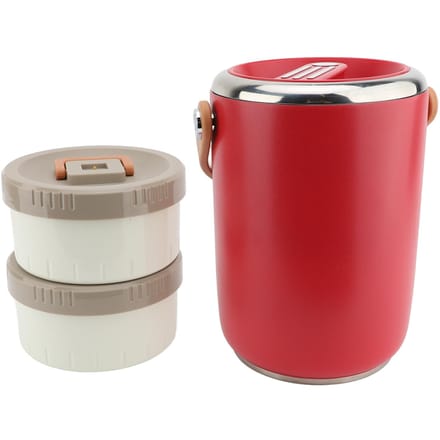 Boîte à lunch isotherme portable et empilable en acier inoxydable 304 de 2 L L rouge