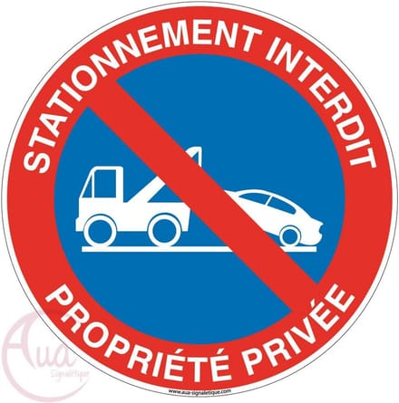 Verboden te parkeren bord privé terrein helling