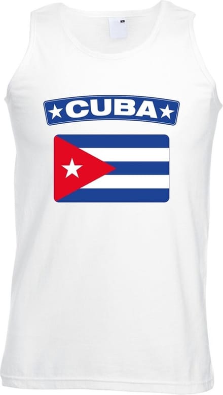 Cuba singlet shirt/ tanktop met Cubaanse vlag wit heren M