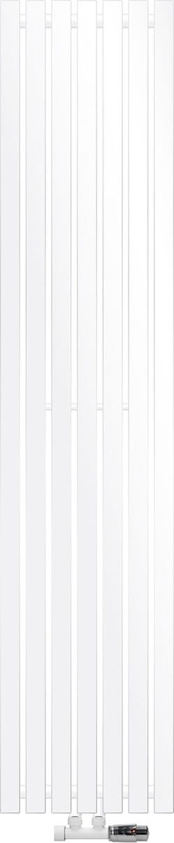 ECD Germany Design paneelradiator Stella middenaansluiting 370 x 1800 mm wit met aansluitset incl. thermostaat hoekwand, vlak, éénlaags, verticaal, radiator badkamer radiator badkamer verwarming