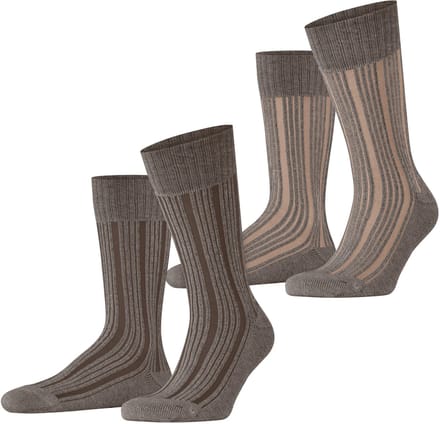 Esprit Plush Rib 2-Pack gedessineerd katoen multipack sokken heren beige - maat 43-46