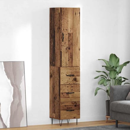 vidaXL Highboard Oud Hout 34,5 x 34 x 90 cm Bewerkt hout