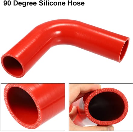 Dailygoods- Siliconen Slang 90 Graden Bocht - Universeel - Binnendiameter 48mm - Dikte 5mm - Lengte 150mm - Rood - Koelslang