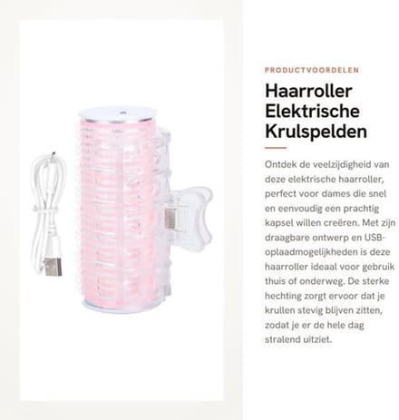 Haarroller - Elektrische Krulspelden - Draagbaar en Compact - Roze - Doe-het-zelf Kappersgereedschap - Ideaal voor Dames