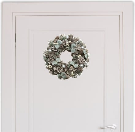 Kerstkrans/dennenkrans - groen - blauwe decoratie - D50 cm - kerstkransen