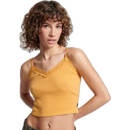 Geribbelde tanktop met kanten randje Superdry