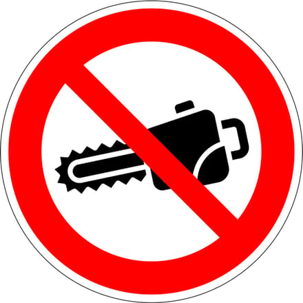 Kettingzagen verboden bord - kunststof 100 mm