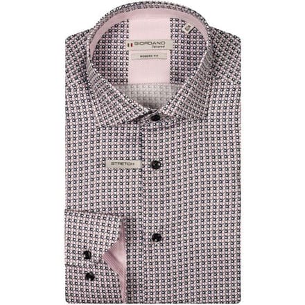 Giordano Overhemd Maggiore Satin Stretch Graphic Triangles Pattern Rood-Multi / male
