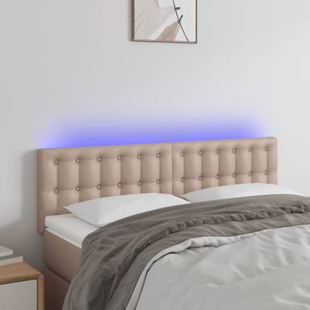 vidaXL - Hoofdbord - LED - 144x5x78/88 - cm - kunstleer - cappuccinokleurig