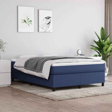 vidaXL - Boxspring - bed - stof - blauw - 140x190 - cm