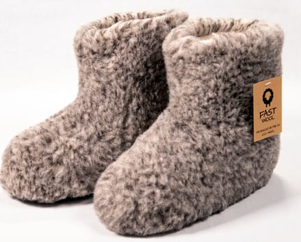 FAST WooL - 100% merinowol - Wollen sloffen - laars model - gemêleerd - maat 46