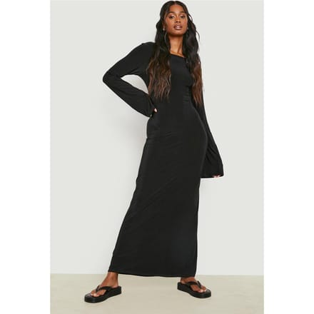 boohoo Dames Heavy Soft Touch Maxi-jurk met lage rug | Black | Maat: 14