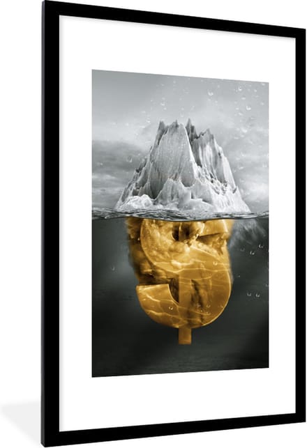 Fotolijst incl. Poster - Zee - Goud- Dollar - 60x90 cm - Posterlijst