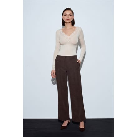 Dames Hoge Taille Wijde Pijpen Faux Leren Broek