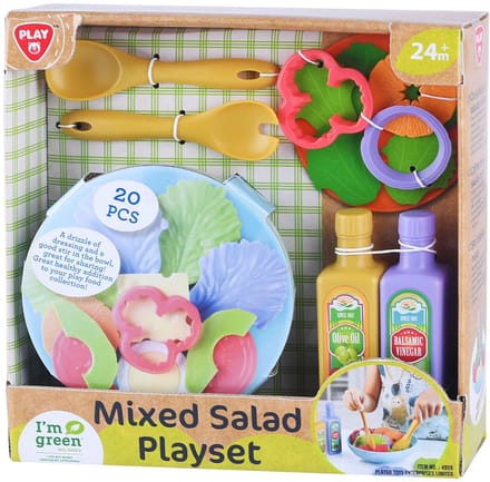 Play salade speelset biologisch plastic 20-delig kinderspeelgoed.