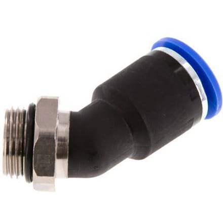 12mm x G3/8'' 45 graden L-verbinding Messing/PA 66 Insteekfitting Buitendraad NBR [2 Stuks]