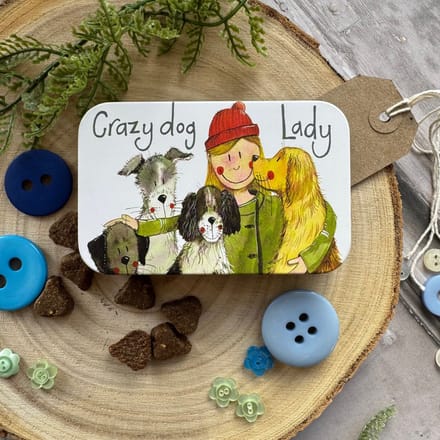 Alex Clark Rectangle Tin Crazy Dog Lady ~ Langwerpig opbergblikje honden