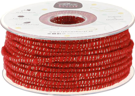 Woldraad met draadviltkoord mica rood Ø5mm 33m
