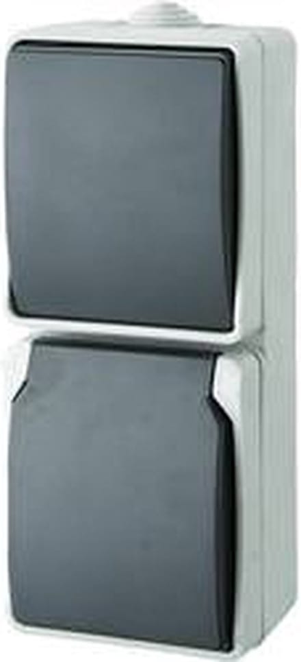GAO 9878 Standaard Schakel-/stopcontact combinatie spatwaterdicht Grijs 1 stuk(s)