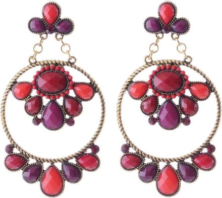 Behave - Grote Statement Oorbellen - Rode Boho Chic Oorbellen