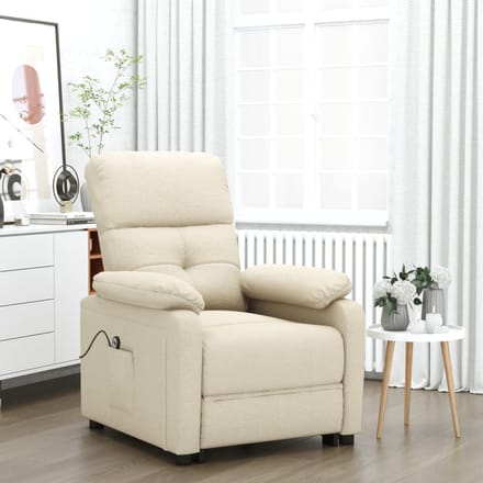 vidaXL - Fauteuil - verstelbaar - elektrisch - stof - crèmekleurig
