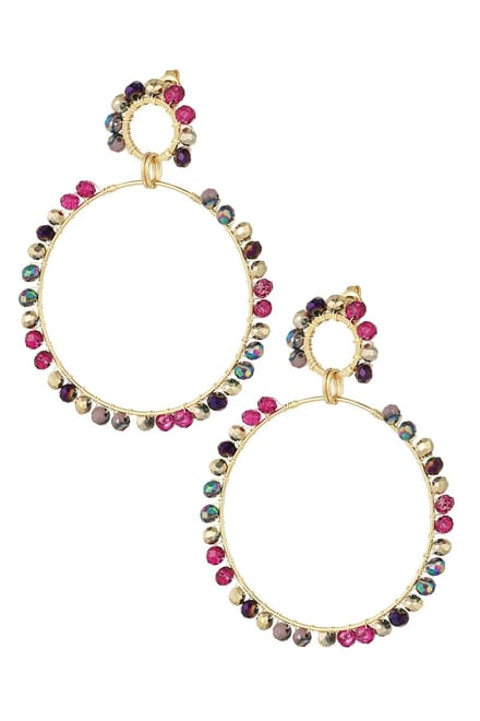 Boho Glam Hoop - Oorbellen - Roze - Goud - Hoops - Ringen