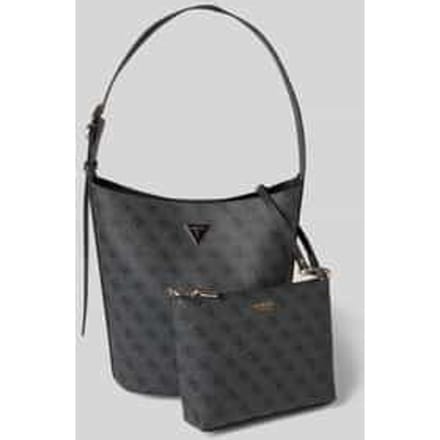 GUESS schoudertas accessoiretas Meridian II Bucket Bag Coal Logo donkergrijs