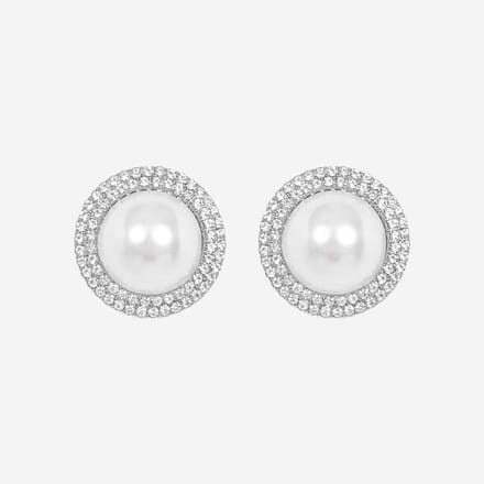 Margot Bardot Mallory Pearl Studs Silver
