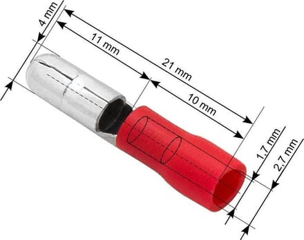 Kabelschoen Rond Rood - Insteekbreedte 4 mm Lengte 21 mm - 100 Stuks