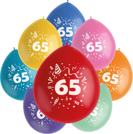 Folat - Ballonnen Color Pop 65 Jaar 23 cm - 8 stuks