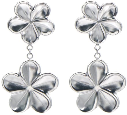 Oorbellen bloemen - RVS - zilverkleurig - 5 cm